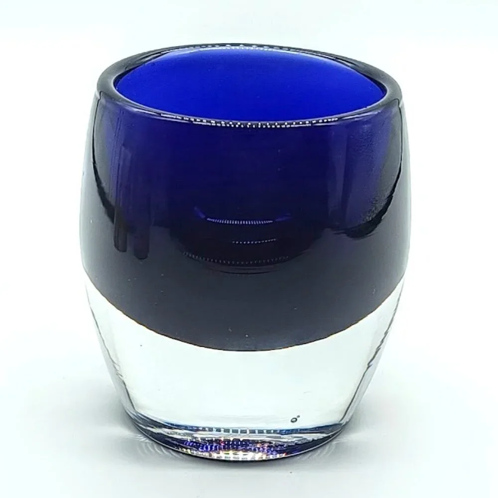 Crate & Barrel Sapphire Blue Diva Glass Votive Candle Holder
